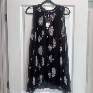 Free People Black and Red Patterned Top